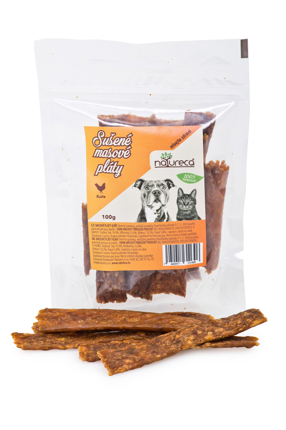Masové pláty Kuře 100g, 100% maso sušené